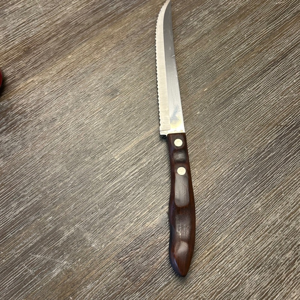 Vintage Craftsman 8" Serrated Carving Knife Stainless Wood Handle USA Made